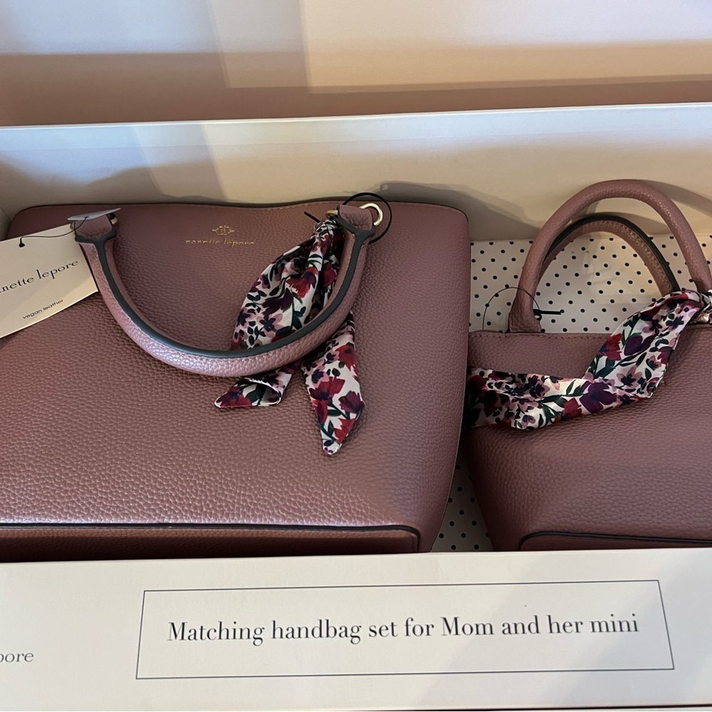 Nanette Lepore Mauve Tote and Mini Bag Set